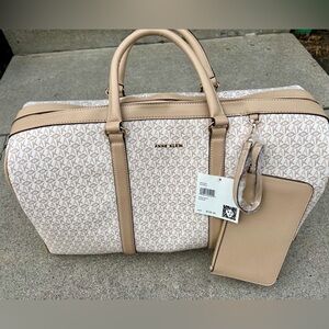 Anne Klein Oatmilk AK Cube Logo Women Duffle Bags. New with tags.